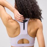 Bandit | Striped Cadence™ Scoop Neck Run Bra - Light Thistle