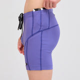 Bandit | Striped Cadence™ 7 Pocket Quarter Tights - Deep Peri Blue with Rust