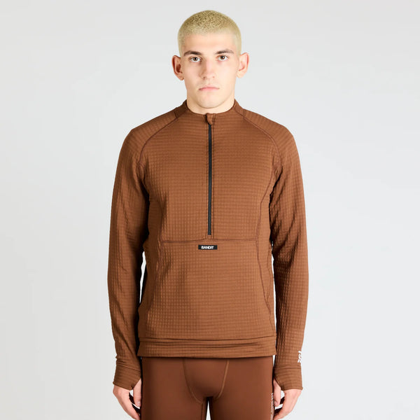 Bandit | CaldoGrid™ Men's Cold Weather Quarter Zip - Deep Amber Brown