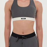 Bandit | Striped Cadence™ Run Bra - Black with Chalk