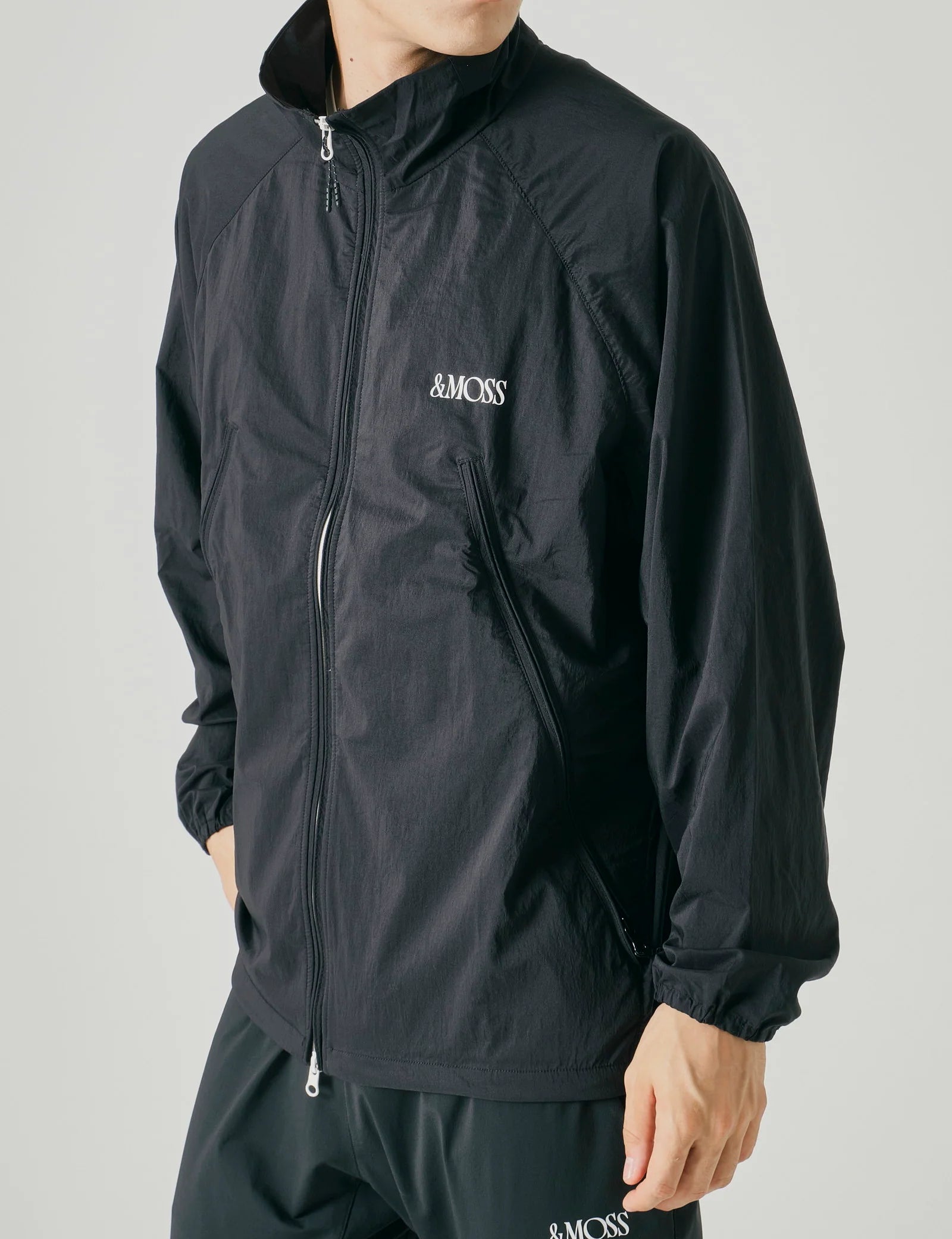 &Moss | STRETCH ZIP JACKET - Black