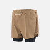District Vision | Layered Pocketed Trail Shorts - Morel/Black