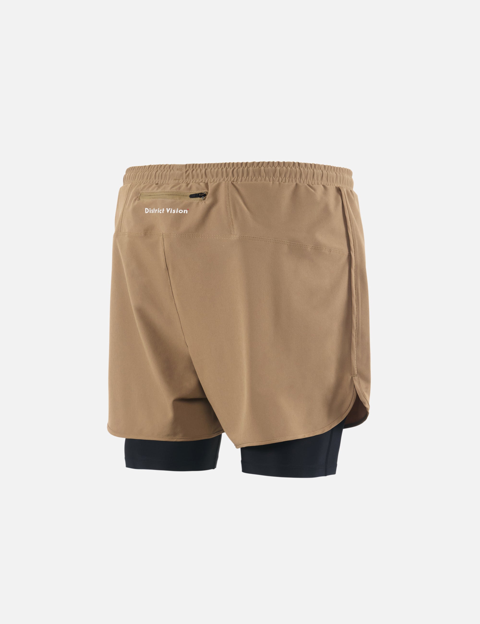District Vision | Layered Pocketed Trail Shorts - Morel/Black