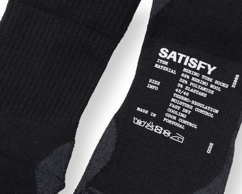 Satisfy | Merino Nylon Tube Socks - Black