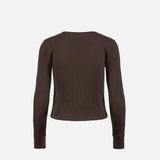 District Vision | Fitted Long Sleeve Waffle T-Shirt - Umber