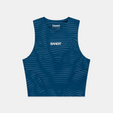 Bandit | Women's Stamina™ Race Crop - Organic Stripe Ink Blue