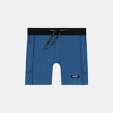 Bandit | Women's Striped Cadence™ 5" Compression Shorts - Ink Blue / Aegean