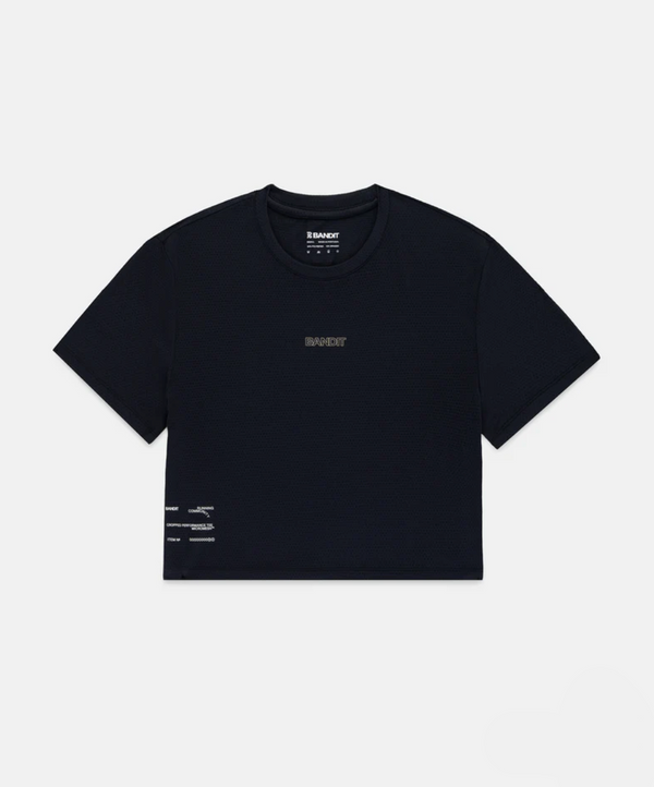 Bandit | Women's Micromesh™ Cropped Run Tee - Black