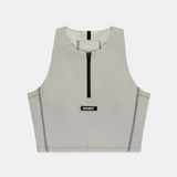 Bandit | Women's Striped Cadence™ Zip Front Race Crop - Plaster / Slate