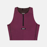Bandit | Women's Striped Cadence™ Zip Front Race Crop - Espresso / Azalea