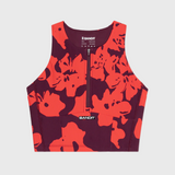 Bandit | Cadence™ Zip Front Race Crop - Fig with Intense Red Abstract Floral
