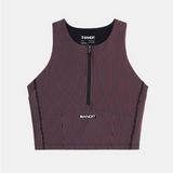 Bandit | Striped Cadence™ Zip Front Race Crop - Black with Mauve