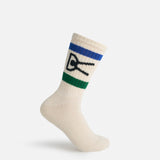 District Vision | USA Cotton Socks (2 packs) - Cream & Navy/Green Stripe