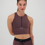 Bandit | Striped Cadence™ Zip Front Race Crop - Black with Mauve