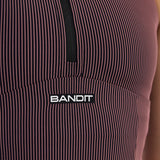 Bandit | Striped Cadence™ Zip Front Race Crop - Black with Mauve