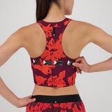 Bandit | Cadence™ Zip Front Race Crop - Fig with Intense Red Abstract Floral
