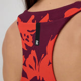 Bandit | Cadence™ Zip Front Race Crop - Fig with Intense Red Abstract Floral