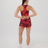 Bandit | Cadence™ Zip Front Race Crop - Fig with Intense Red Abstract Floral