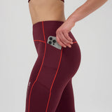Bandit | Stamina™ Pop Stitch High Waist Leggings - Fig with Intense Red