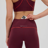 Bandit | Stamina™ Pop Stitch High Waist Leggings - Fig with Intense Red