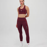 Bandit | Stamina™ Pop Stitch High Waist Leggings - Fig with Intense Red