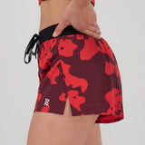 Bandit | Women's Vento™ 3" Split Short - Fig with Intense Red Abstract Floral