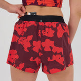 Bandit | Women's Vento™ 3" Split Short - Fig with Intense Red Abstract Floral