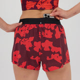 Bandit | Women's Vento™ 3" Split Short - Fig with Intense Red Abstract Floral