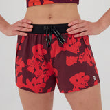 Bandit | Women's Vento™ 3" Split Short - Fig with Intense Red Abstract Floral