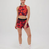 Bandit | Women's Vento™ 3" Split Short - Fig with Intense Red Abstract Floral
