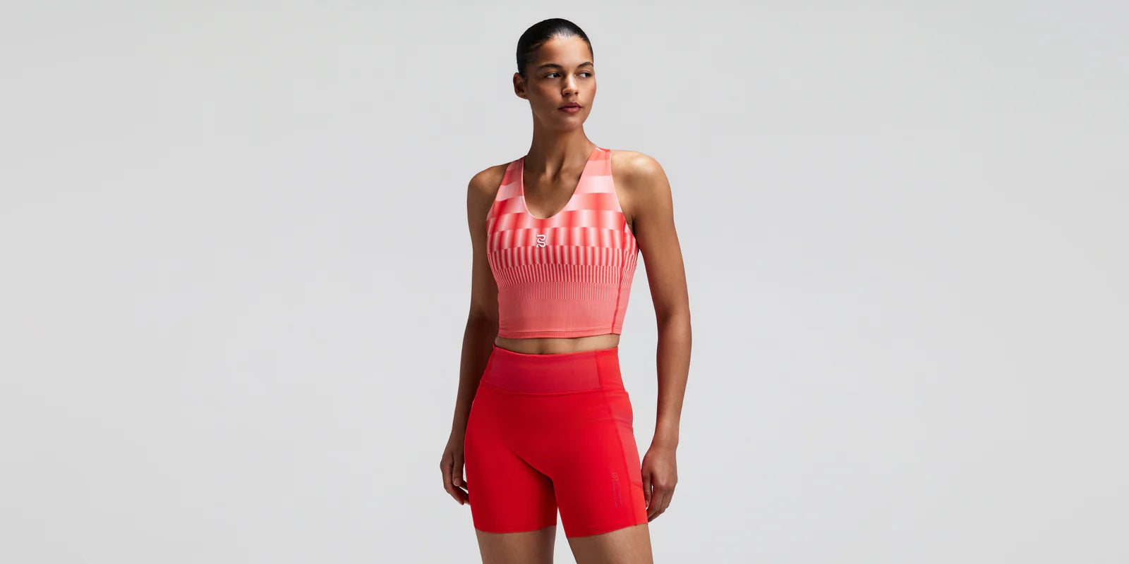 Bandit | Women's Vanisher™ V-Neck Race Crop - Growing Grid - Poppy