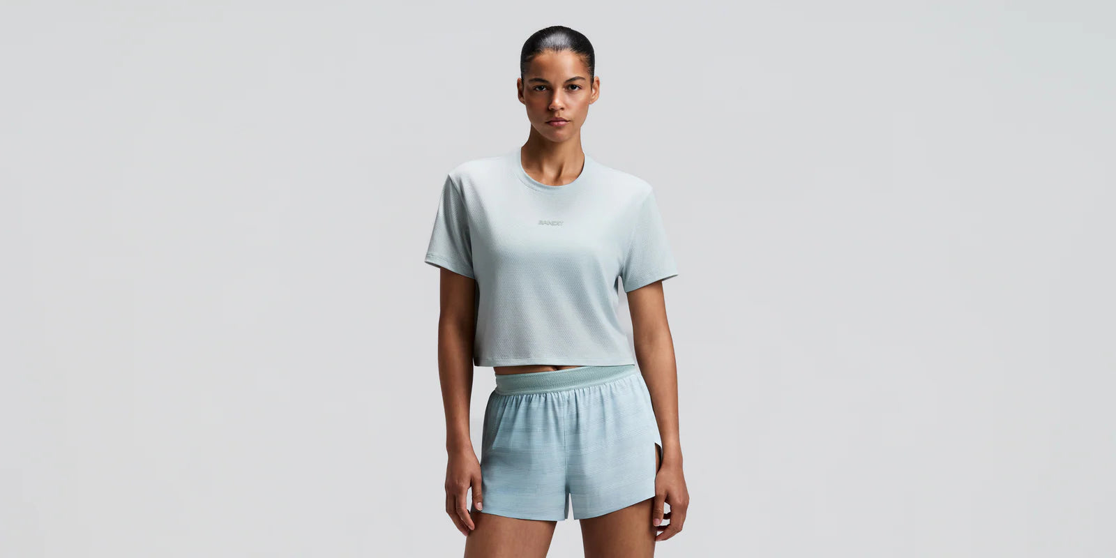 Bandit | Women's Micromesh™ Cropped Run Tee - Mist